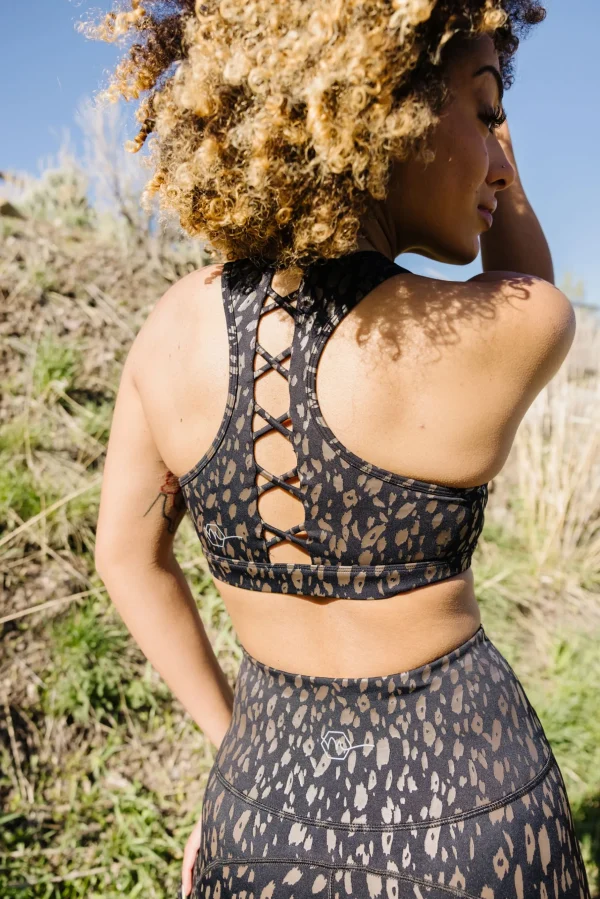 Sports Bras>Maven Thread Courage Sports Bra - Black w/Brown Leopard