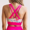 Sports Bras>Maven Thread Criss Cross Sports Bra - Hot Pink Floral