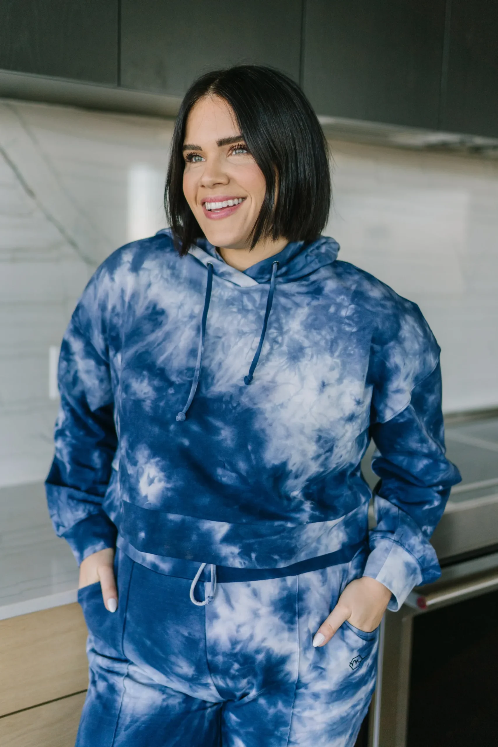 crop_hoodie__navy_tie_dye_13.webp Hoodies + Sleep | Hoodies>Maven Thread Crop Hoodie - Navy Tie Dye