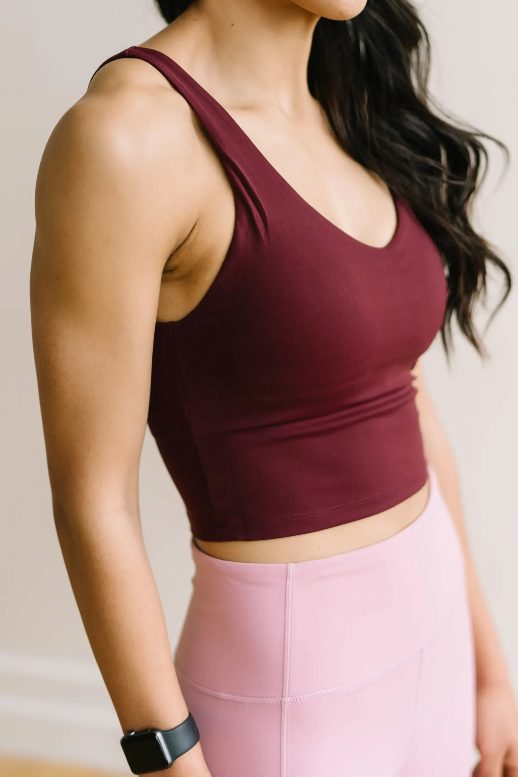 crop_tank_sports_bra__bur_5.webp Sports Bras | Tanks>Maven Thread Crop Tank Sports Bra - Burgundy