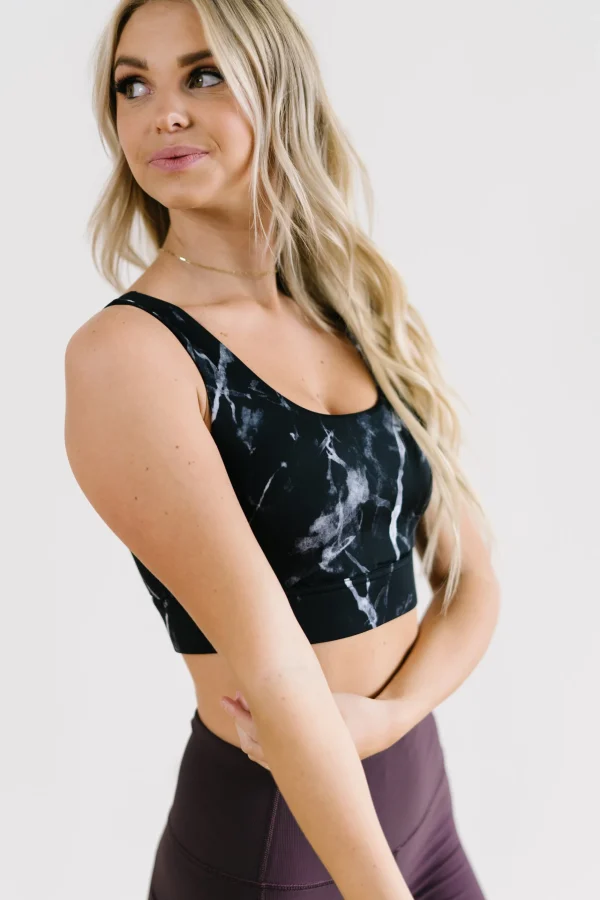 Sports Bras>Maven Thread Fierce Sports Bra - Black Marble