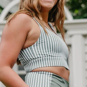 Sports Bras>Maven Thread Fierce Sports Bra - Sage Stripe