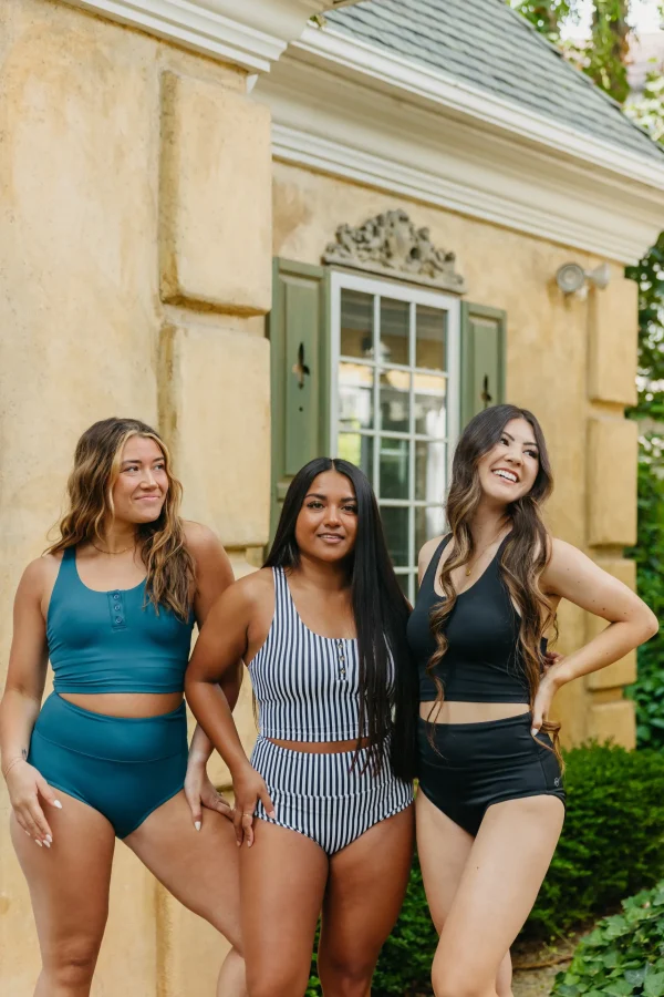 Swim Tops | Swim Tops>Maven Thread Henley Bikini Crop Top - Teal