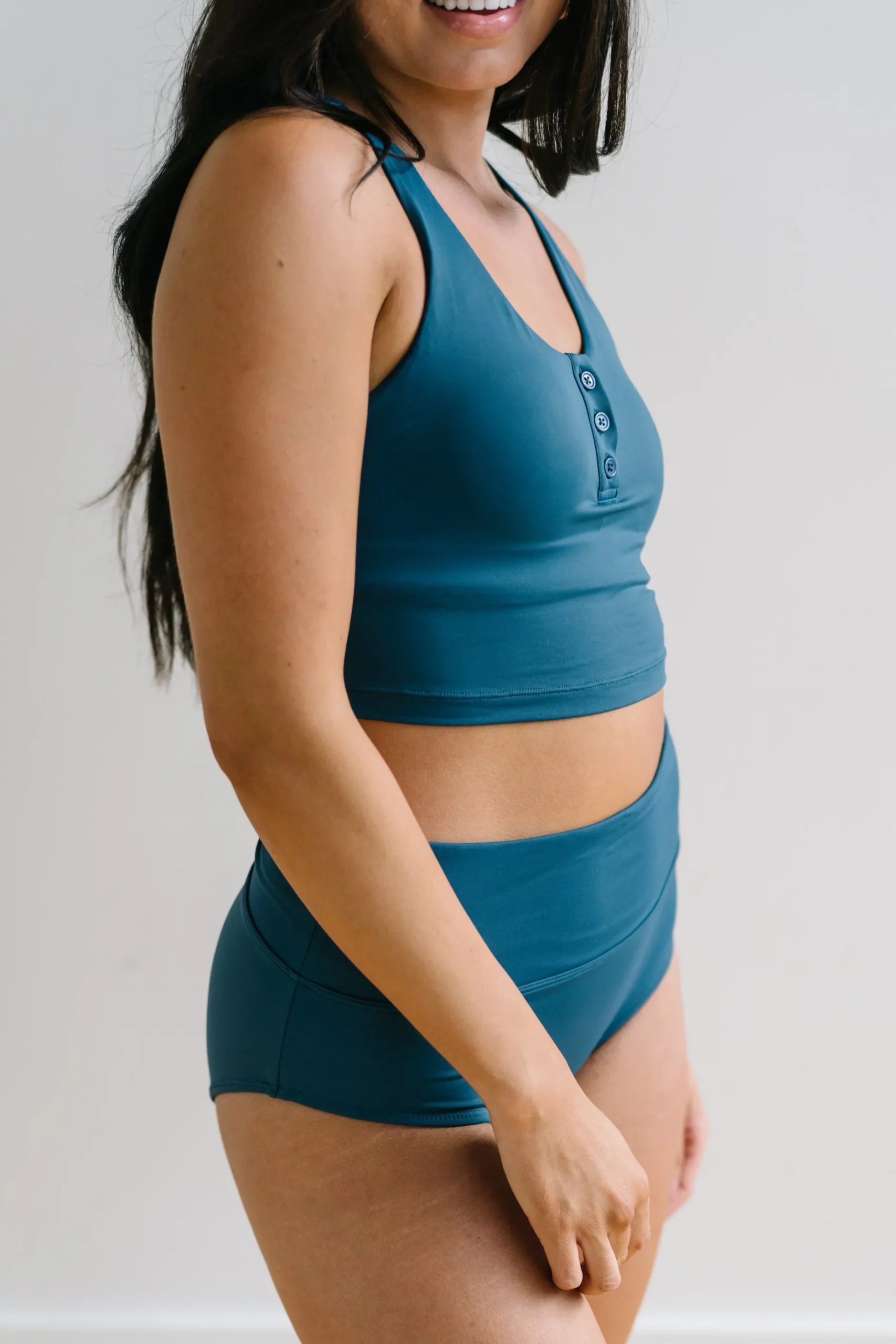 henley_bikini_crop_top__t_4.webp Swim Tops | Swim Tops>Maven Thread Henley Bikini Crop Top - Teal