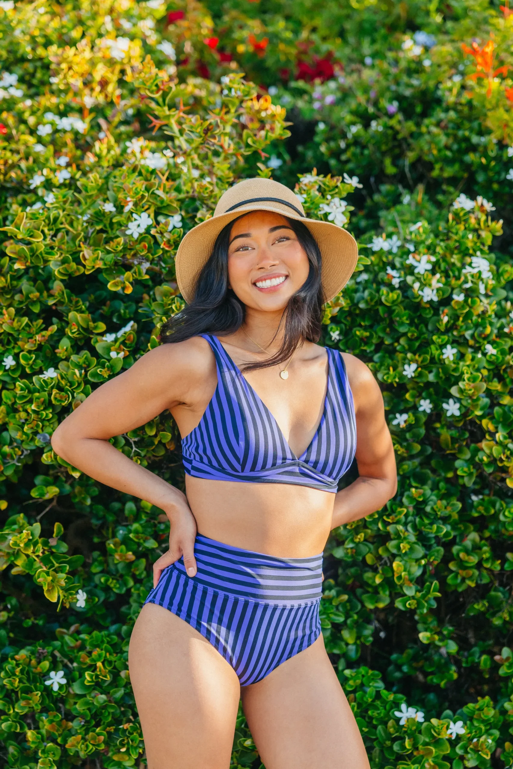 high_rise_bottoms__blackb_3.webp Swim Bottoms | Swim Bottoms>Maven Thread High Rise Bottoms - Blackberry Stripe