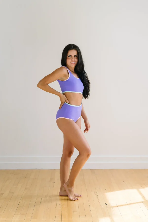 Swim Bottoms | Swim Bottoms>Maven Thread High Rise Bottoms - Purple Colorblock