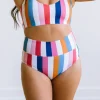 Swim Bottoms | Swim Bottoms>Maven Thread High Rise Bottoms - Retro Stripe