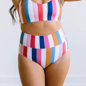 Swim Bottoms | Swim Bottoms>Maven Thread High Rise Bottoms - Retro Stripe
