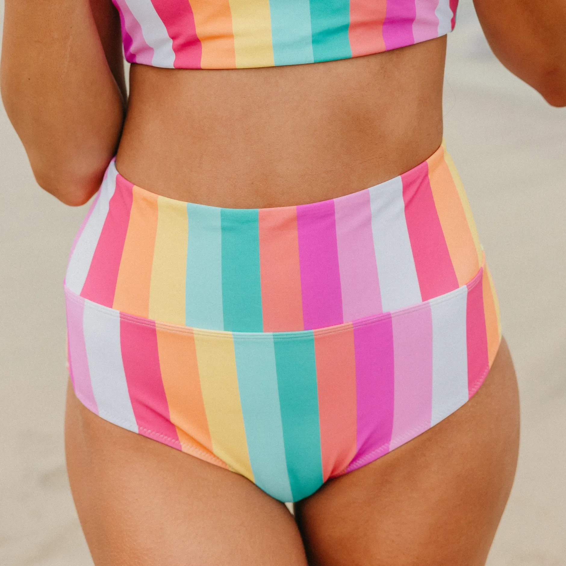 high_rise_bottoms__sherbe_0.webp Swim Bottoms | Swim Bottoms>Maven Thread High Rise Bottoms - Sherbet Stripes
