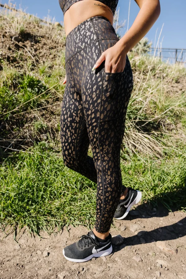 Leggings>Maven Thread Inspire Leggings - Black w/Brown Leopard