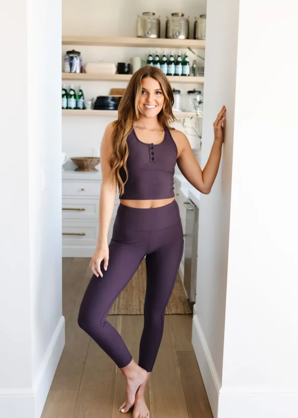 Leggings>Maven Thread Inspire Leggings - Eggplant Ribbed