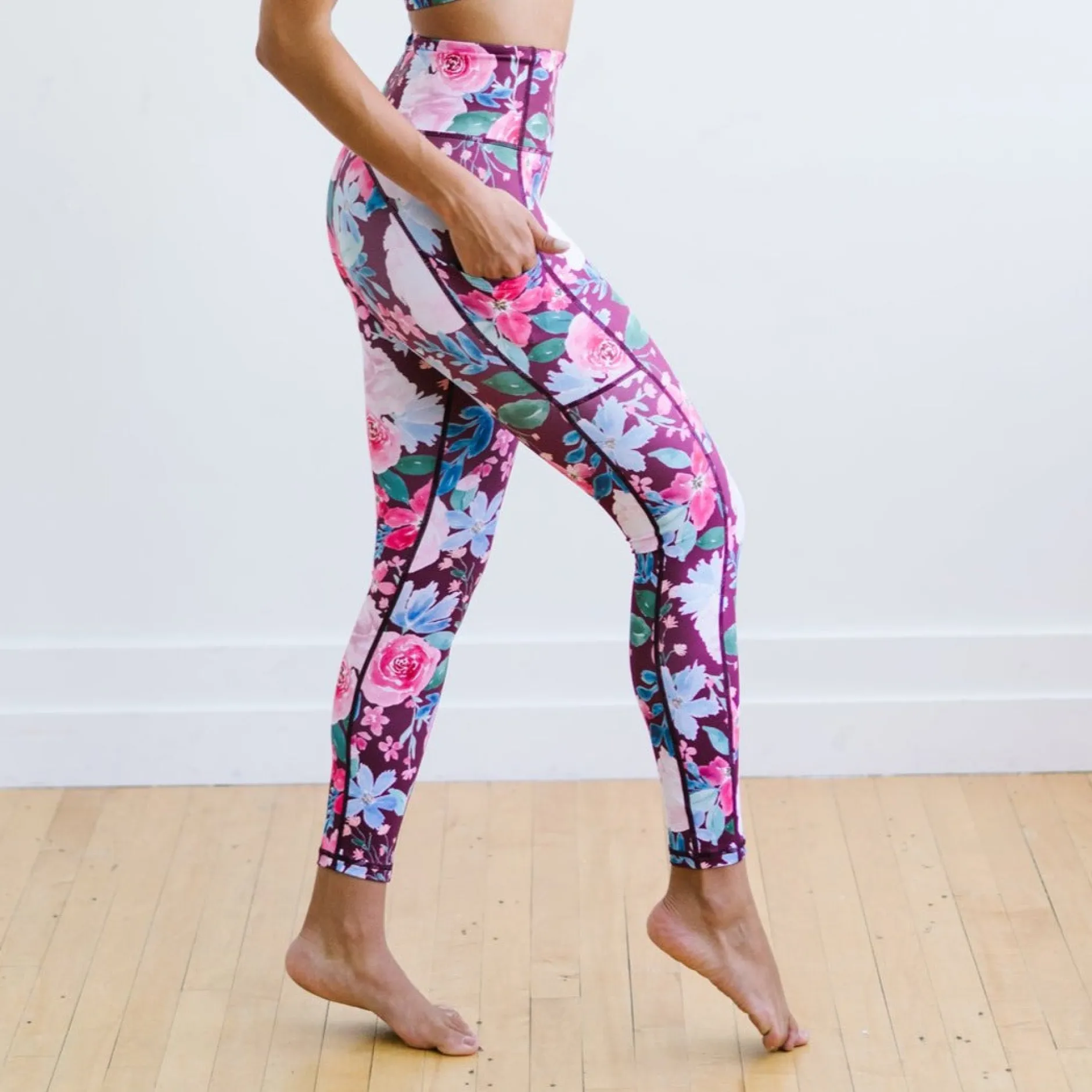 inspire_leggings__maroon__0.webp Leggings>Maven Thread Inspire Leggings - Maroon Floral