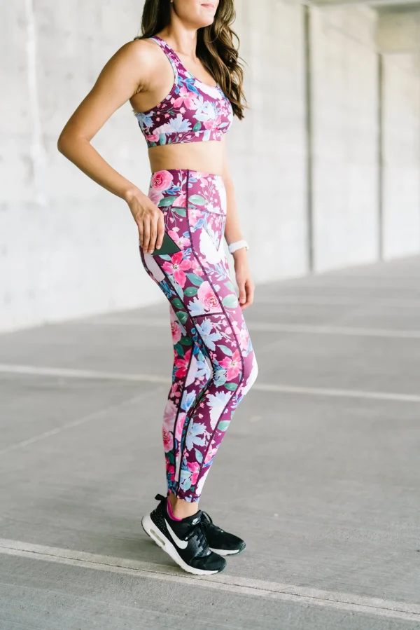 Leggings>Maven Thread Inspire Leggings - Maroon Floral