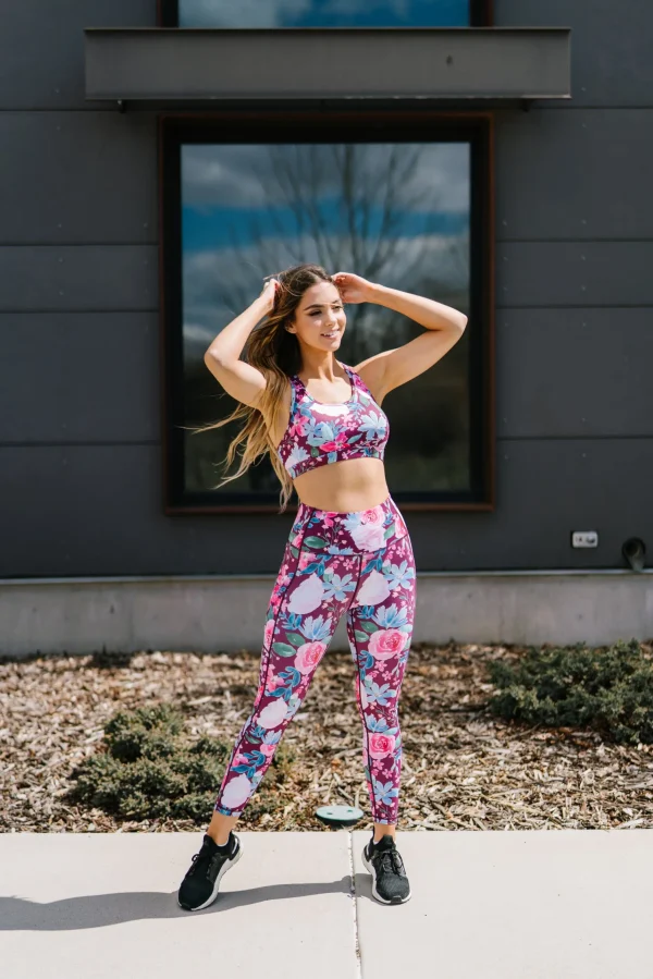 Leggings>Maven Thread Inspire Leggings - Maroon Floral