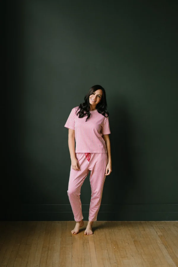 Pajamas | Shorts>Maven Thread Lounge Premium Pajama Short Sleeve Top - Peppermint