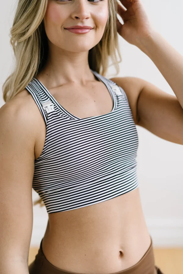 Sports Bras>Maven Thread Maternity Sports Bra - Bu0026W Stripe