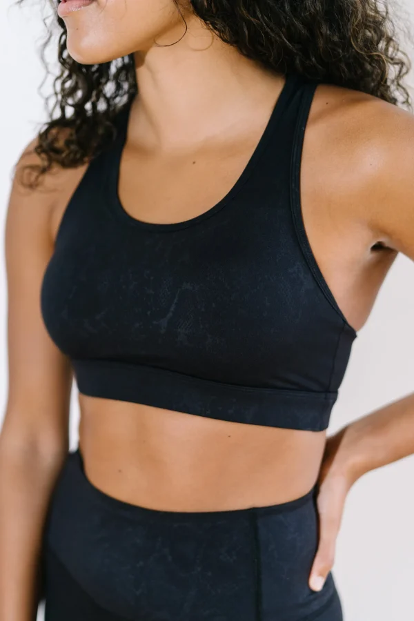 Sports Bras>Maven Thread Mesh Sports Bra - Black Snakeskin