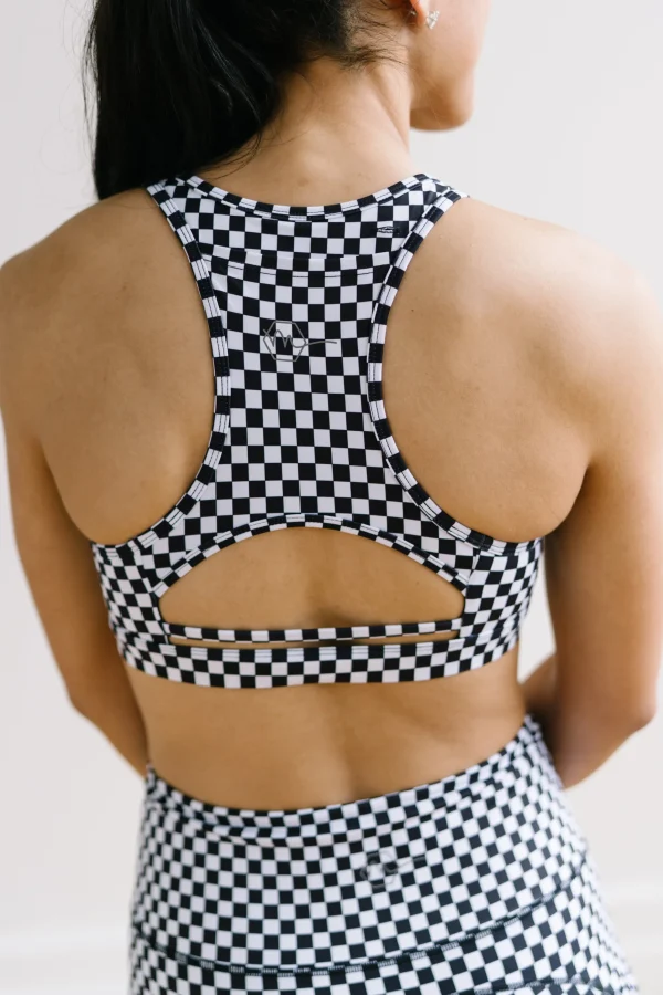 Sports Bras>Maven Thread Power Sports Bra - Bu0026W Checkered