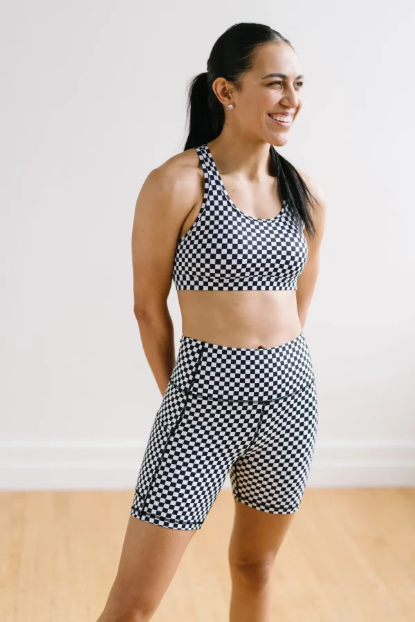 Sports Bras>Maven Thread Power Sports Bra - Bu0026W Checkered