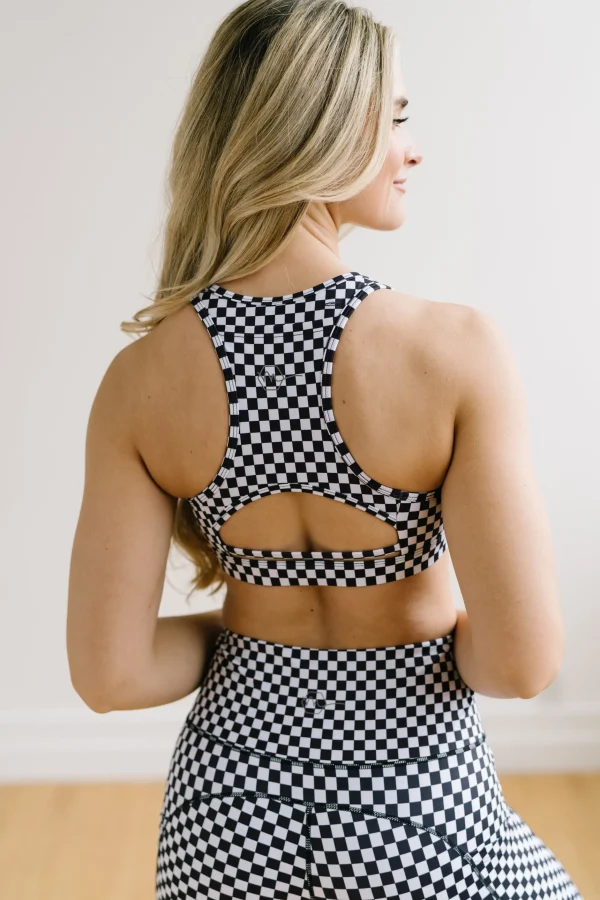 Sports Bras>Maven Thread Power Sports Bra - Bu0026W Checkered