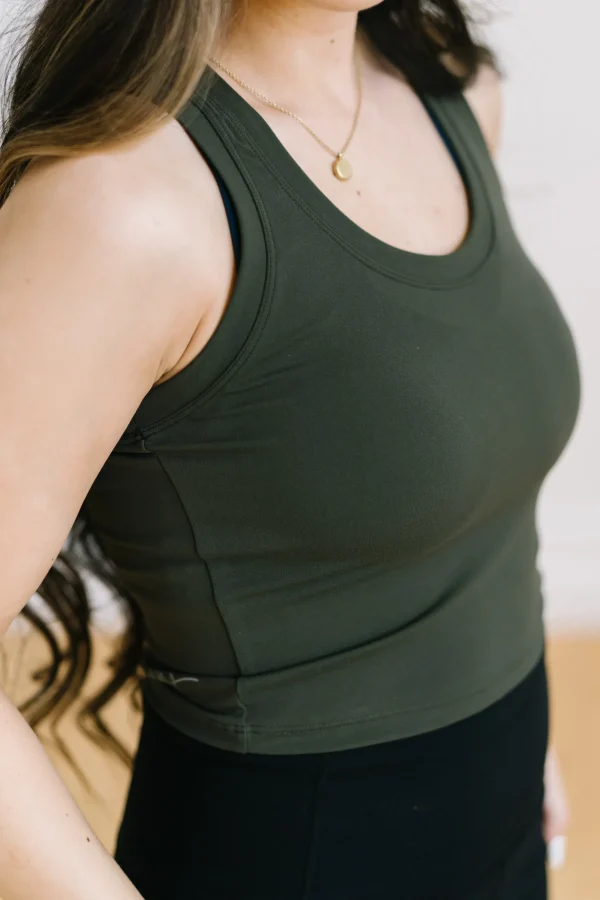 Tanks>Maven Thread Renew Crop Tank - Olive Green