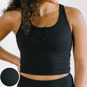 Sports Bras | Tanks>Maven Thread Ribbed Crop Tank Sports Bra - Black