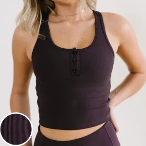 Sports Bras | Tanks>Maven Thread Ribbed Crop Tank Sports Bra - Eggplant
