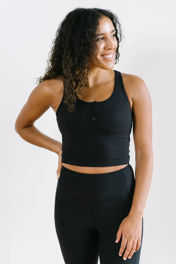 Sports Bras | Tanks>Maven Thread Ribbed Crop Tank Sports Bra - Black