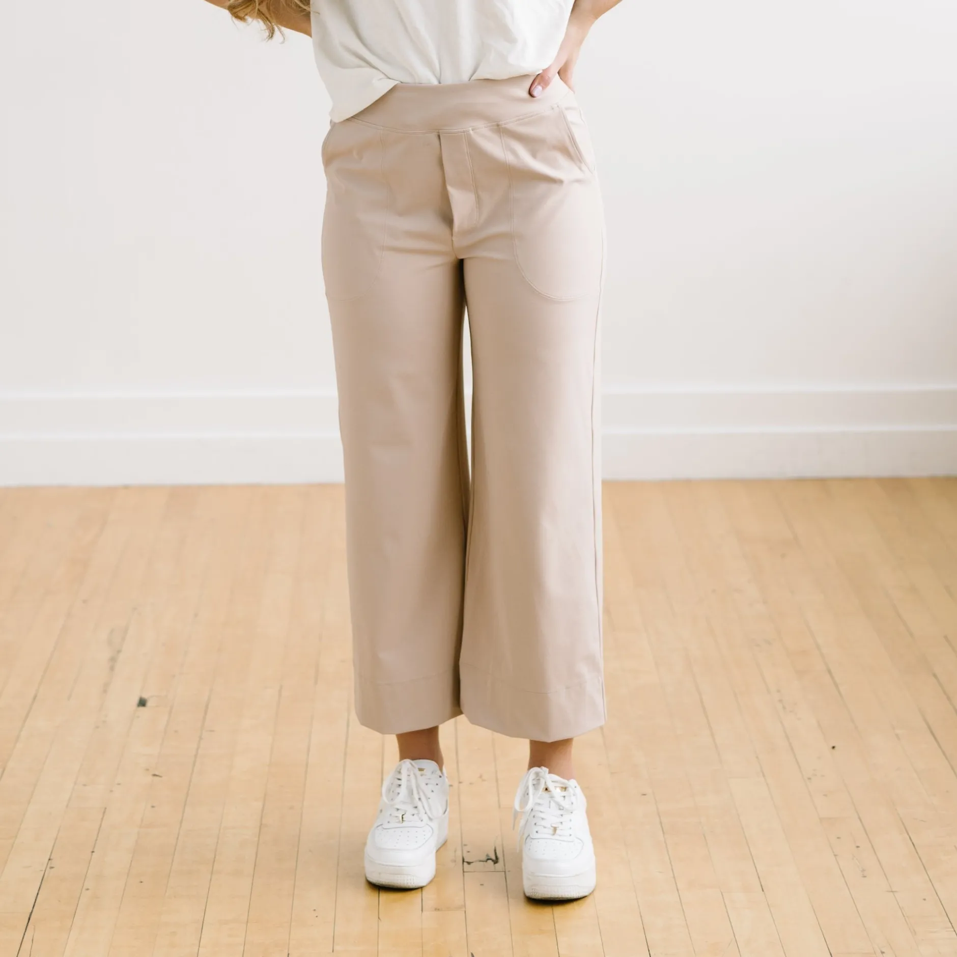 work_hard_play_hard_wide__0-1.webp Trousers | Sweats + Pjs + Lounge>Maven Thread Work Hard Play Hard Wide Leg Trouser - Light Khaki