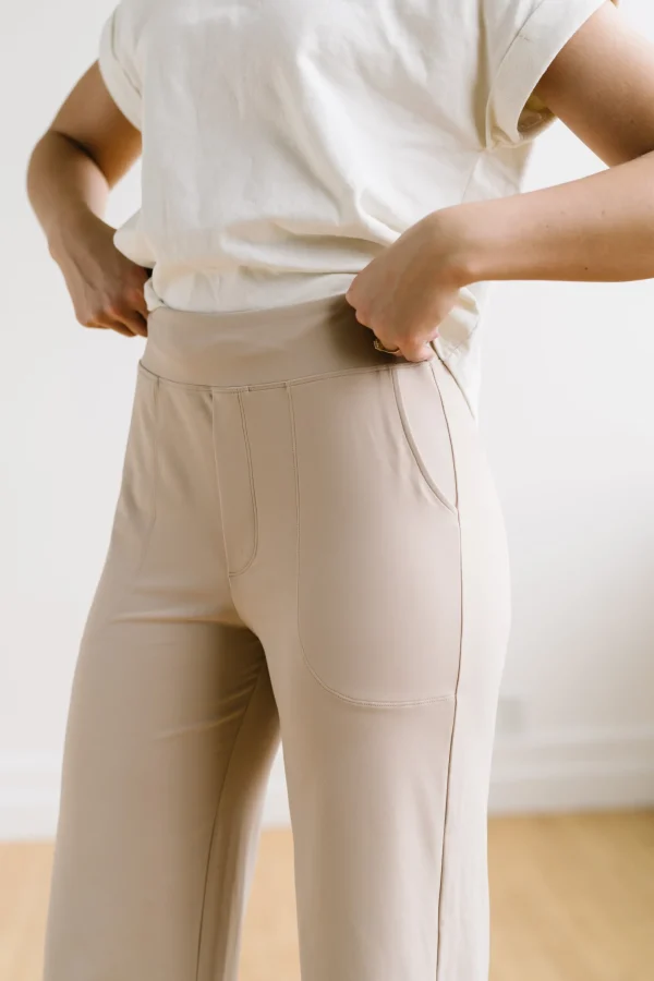 Trousers | Sweats + Pjs + Lounge>Maven Thread Work Hard Play Hard Wide Leg Trouser - Light Khaki